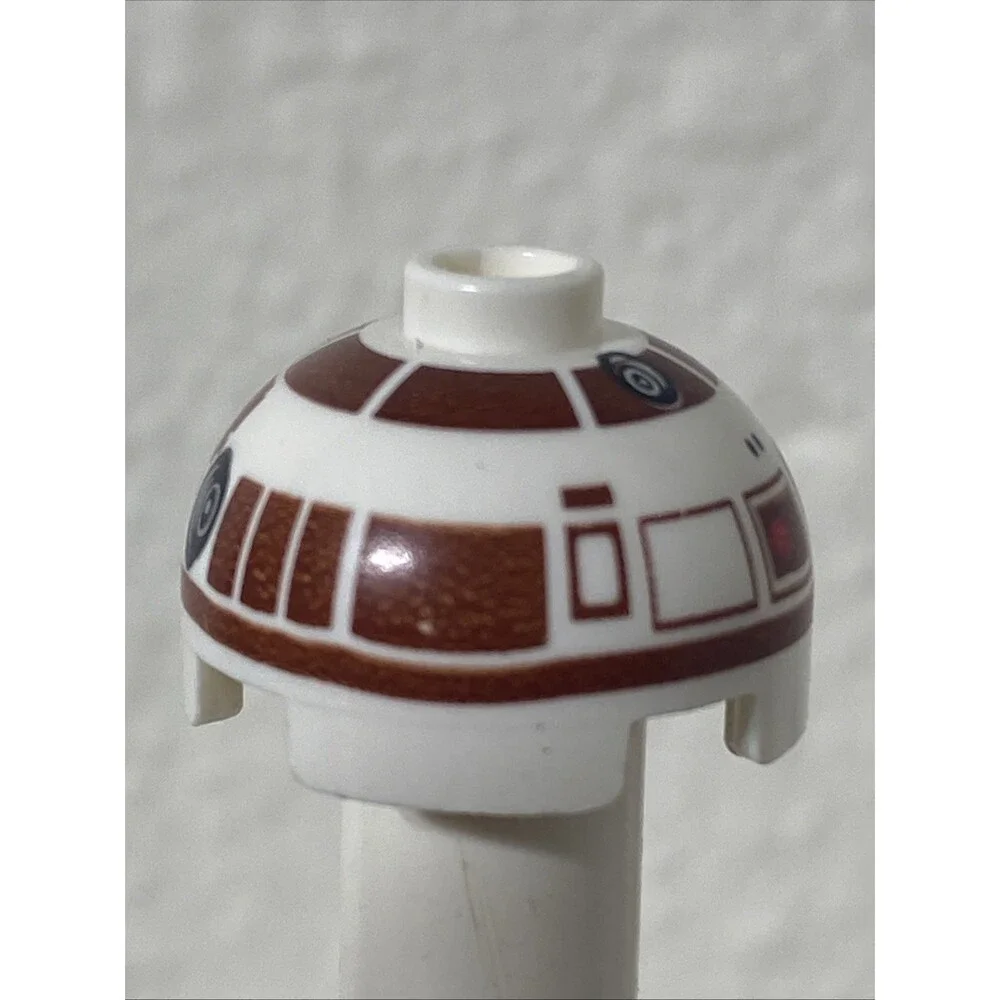 Star Wars LEGO x 2 White Brick, Round 2 x 2 Dome Top with R Brown R7-D4 Droid